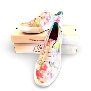 Blowfish Marley-K US 1 Kids' Pink Rainwater Canvas Slip On Sneaker Shoes Tie Dye